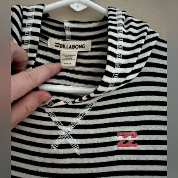 Billabong NWOT black white striped hooded dress girl’s size M - Picture 4 of 4